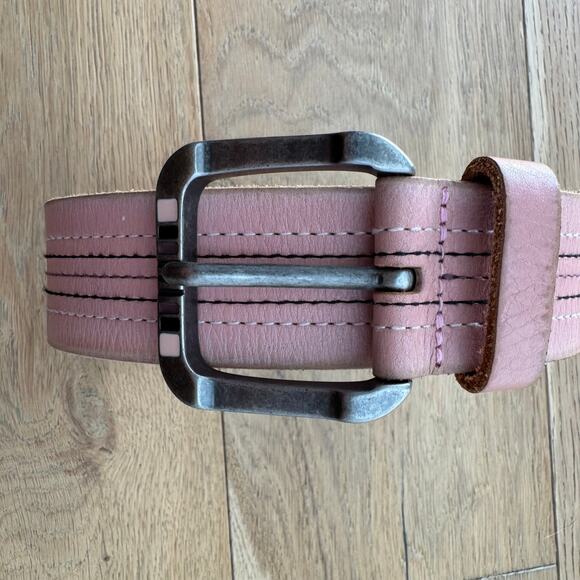 Vintage Fossil Blush Pink Boho Leather Adjustable Belt Large - Picture 2 of 5